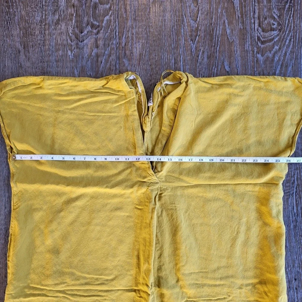 Zara Womens S Mustard Yellow V-Neck Dolman Sleeve Oversized Shift Midi Dress